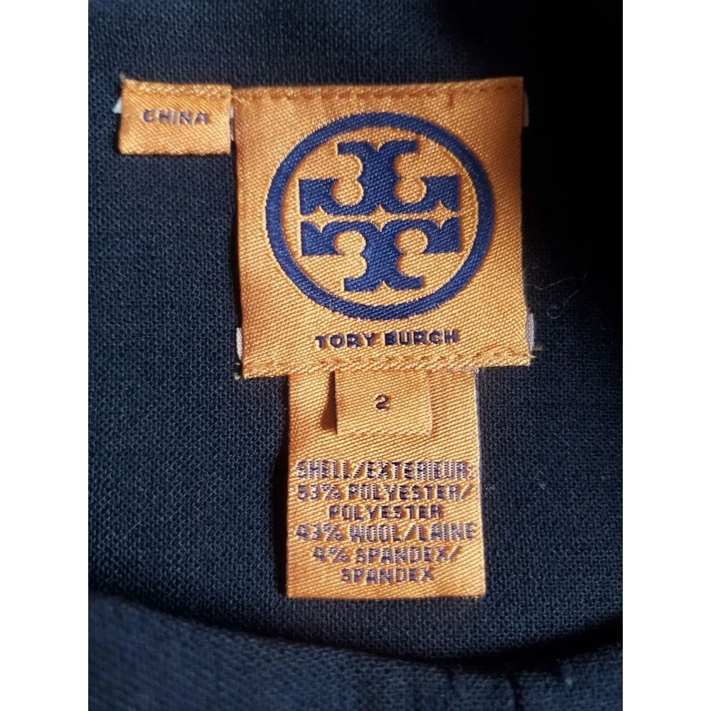 Tory Burch Crew Neck Navy Knee-Length Career Dress, Size 2